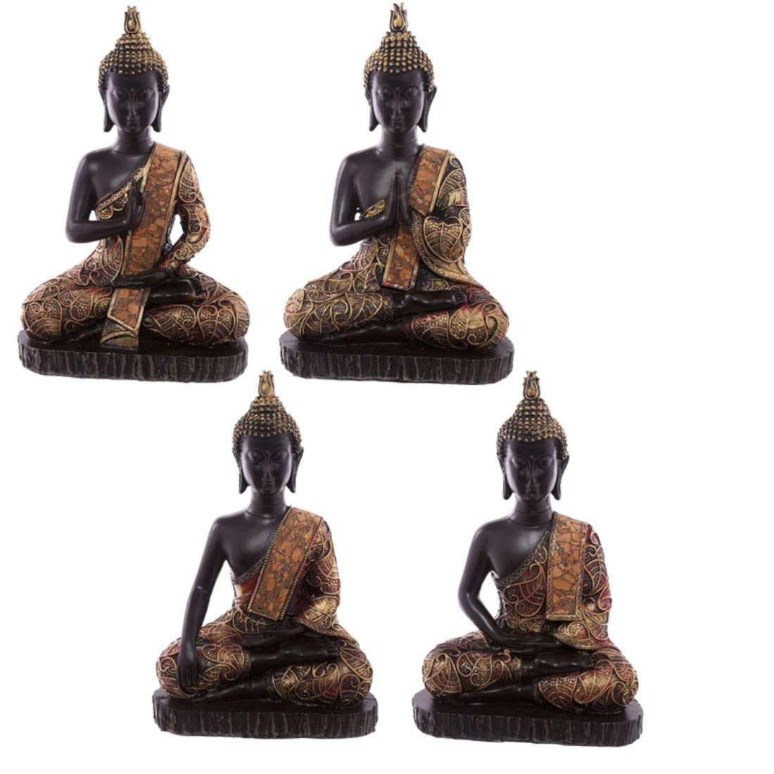 Buddha Thailandese seduto effetto anticato rosso 21 cm