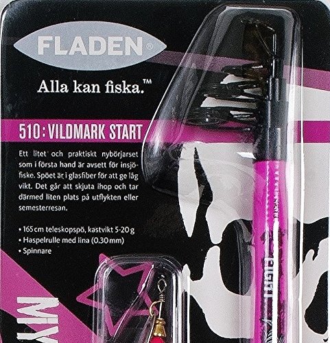 FLADEN Deadly Fishing Combo - 1.65cm Telescopic Rod & Reel, Line and Spinner Lure (PINK) - Ideal Kids Starter Introduction Set [12K-510P]