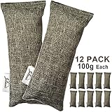 Jalousie 12 Packs 100g Each Mini Bamboo Charcoal Bags Natural Air Purifier, Shoe Deodorizer and Odor Eliminator (Pack of 12 Bags)