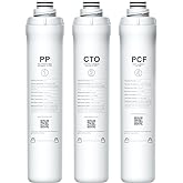 Bluevua RO100ROPOT Replacement Filter Set, Pack of 3 Filters (1 PP, 1 CTO, 1 PCF)
