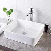 Lordear Vessel Sink Rectangle 19 Inch Bathroom Sink,Rectangular Modern Above Counter Bathroom Sinks White 19x15 Inch Porcelai