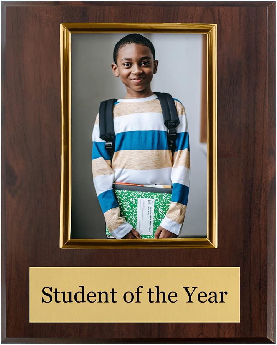 Pre-Designed Student of The Week, Month or Year Award Plaque - 8 x 10" Photo Plaque Holds a 6 x 4" Portrait Photo (Year) : Office Products