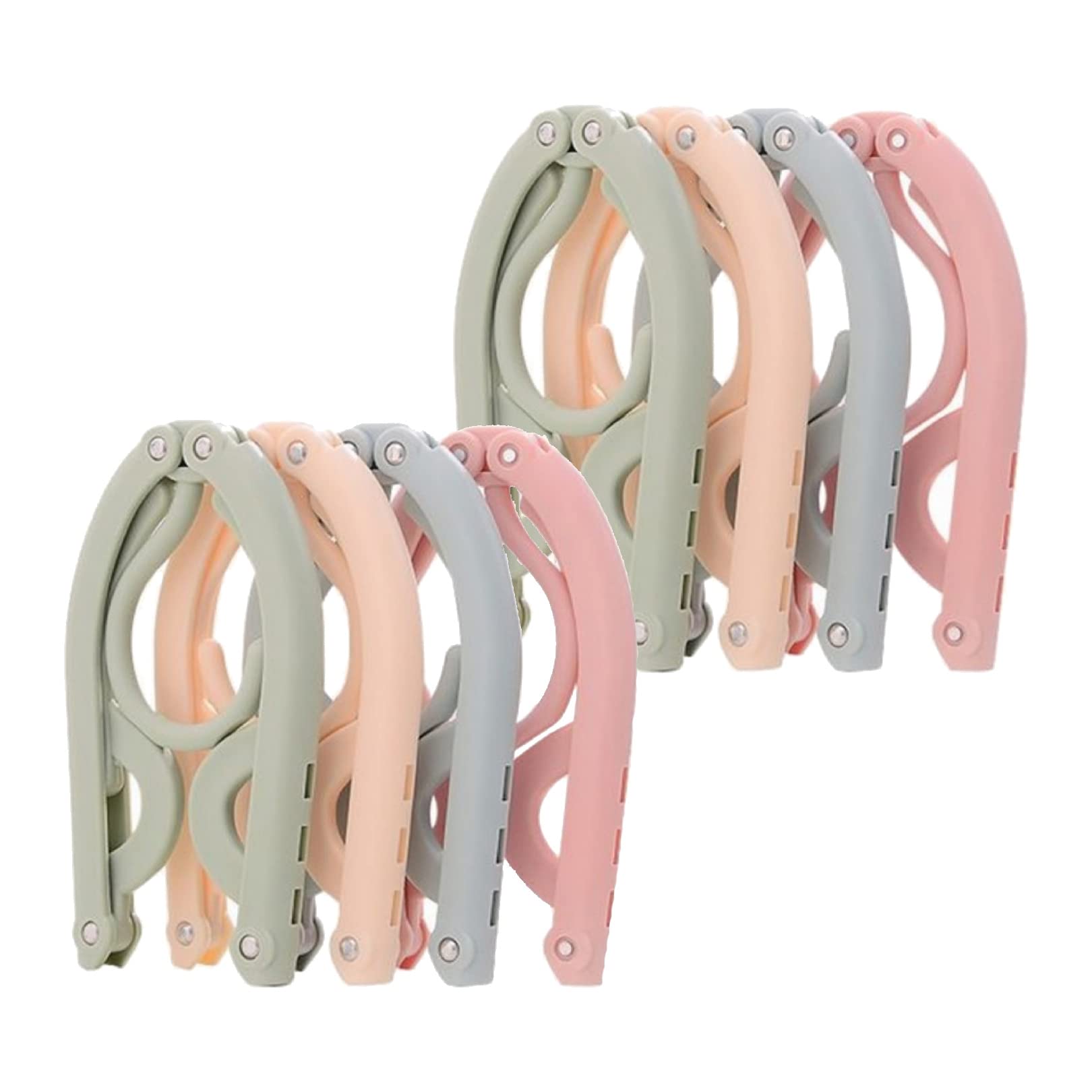 8pcs Folding Clothes Hangers, LOMYLM 4 Colors Travel Hangers Foldable Portable Plastic Clothes Coats Hangers Home Hotel Camping Holiday Travel Accessories Cruise Essentials (Green/Blue/Pink/Beige)