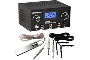 ONE TATTOO WORLD 1TattooWorld Dual digital power supply with foot pedal and clip cord, OTW-P008-3.3 Black