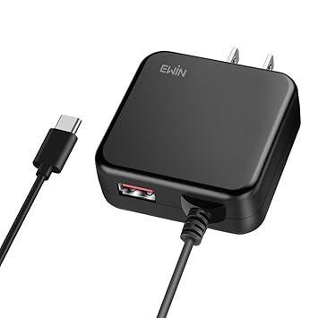 【クリックで詳細表示】Ewin ACアダプター Type-Cケーブル一体型 合計3.4A 急速充電 Smart IC搭載 USB充電器 折りたたみ式プラグ1.5mケーブル PSE認証正規品 iPhone ＆ iPad ＆ Android ＆ iOS ＆ゲーム機など対応【18ヶ月保証付き！】