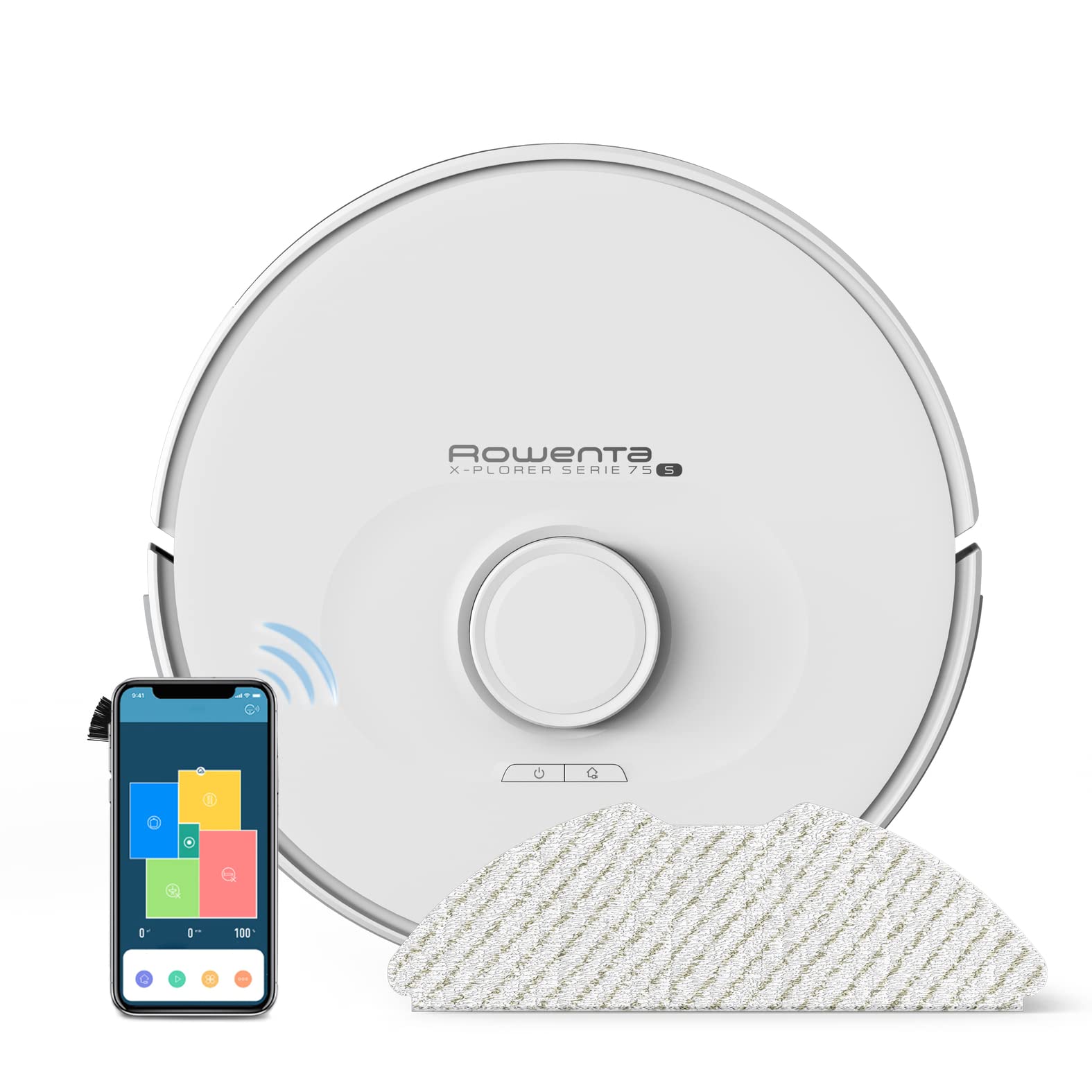 Rowenta RR8567WH X-Plorer Serie 75 S, Robot Aspirapolvere Lavapavimenti con Mappatura Precisa e Tecnologia Laser, Compatibile con Smartphone, Alexa e Assistenti Vocali, Bianco