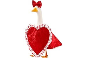 FuWeave Valentine's Day Goose Outfit Velvet Heart Holiday Costume for 23 Cement Goose Valentine's Day Patio Yard Lawn