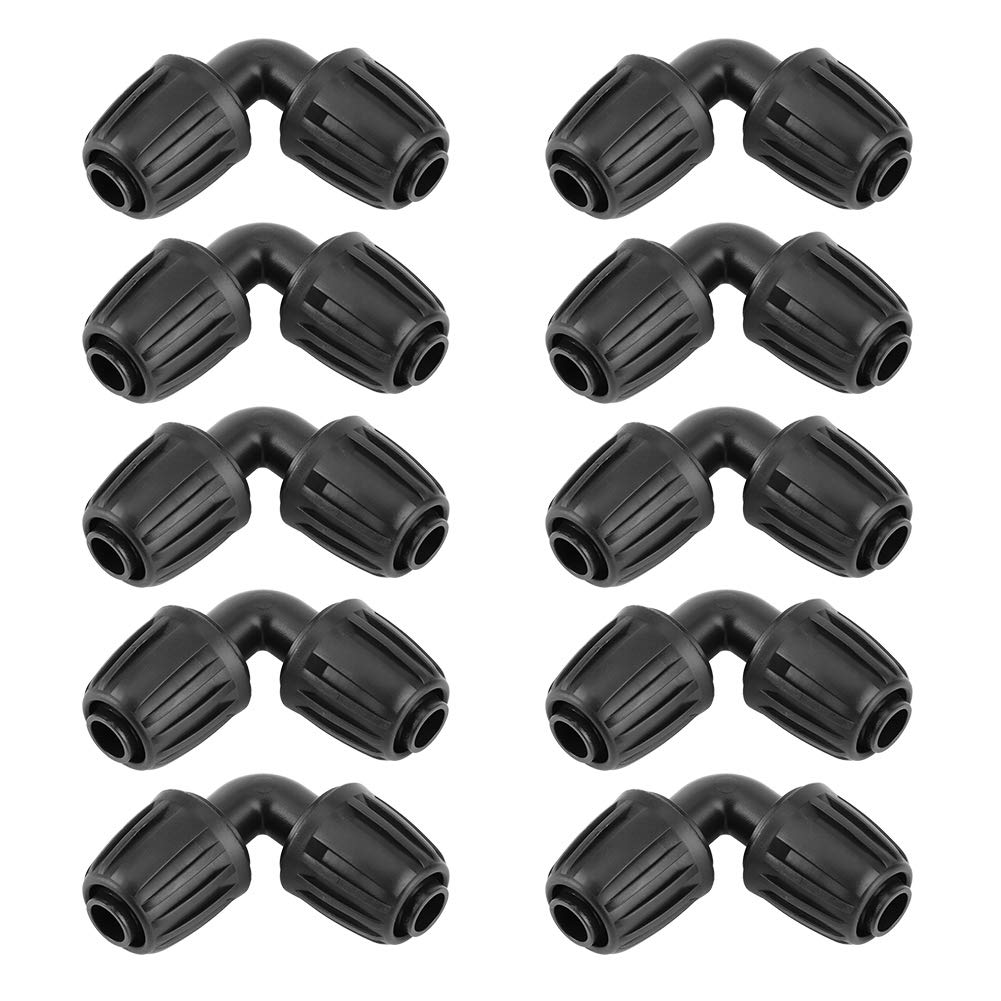 Drip Irrigation Elbow Adapter 10Pcs, Hose Elbow Connector Leak-Proof Barb Fitting for Garden Agricultural Irrigation Systems, Heavy Duty Universal Pipe Joint Accessories