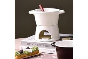 Leftwei Fondue Pot Set for Cheese Candy, Chocolate Fondue Mug 300ml Ceramic Butter Warmer Pot Chocolate Melting Cup with Fork