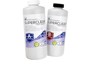 Table Top Epoxy Resin Superclear 64 oz | 2 Quart Kit, Anti-Yellow Highest UV Impact Resistance, Food Grade Safe, Ultra Crystal Clear Gloss, Bubble Free, Bar & Surface Coat, Tumblers, Wood, DIY