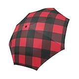 Automatic Foldable Umbrella Red Buffalo Check