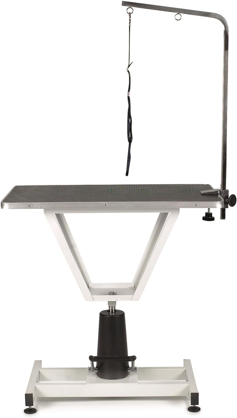 Master Equipment PetEdge Value Lift Hydraulic Grooming Table – Foot-Operated Lift Table Supports 220 Lbs, 37.5” Height