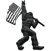 1pc New Custom Sasquatch Decal Car Sticker 3D Badge Emblems Fishing USA Flag Decal Compatible with Bronco Universal Car Truck SUV Side Rear Front Hood Trunk Door (USA Flag-Black White)