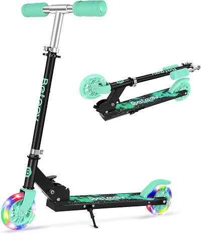 BELEEV V1 Kids Scooter 2 Wheels Folding Adjustable 3-12 Black Teal