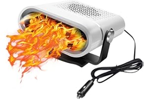 INKERSCOOP Portable Car Heater 12V 150W 360° Rotation Fast Heating Cooling Fan Defogger & Defroster Plug-in Cigarette Lighter Small Air Heater - Black4