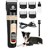 Petsaunter Dog Clippers for Grooming, 4-Speed & LCD, Low Noise Electric Trimmer for Grooming, TypeC Rechargeable Dog Hair Clippers, Super Quiet for Dogs & Pets with Thick or Heavy Coats(C95)