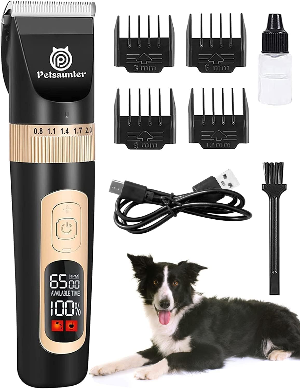 Photo 1 of Petsaunter Dog Clippers for Grooming, 4-Speed & LCD, Low Noise Electric Trimmer for Grooming, TypeC Rechargeable Dog Hair Clippers, Super Quiet for Dogs & Pets with Thick or Heavy Coats(C95)