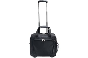 Preferred Nation Rolling Laptop Computer Case Wheeled Trolley Bag Fits 15.4" Laptop | TSA Approved Carry On, Locking Handles Skate Wheels. Black