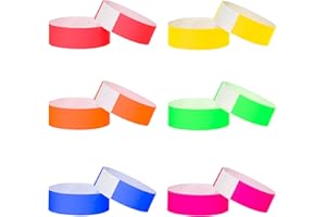 L LIKED Colourful Synthetic Paper Wrist Bands, 600 Pcs Wristbands for Events, Waterproof Neon Bracelets for Music Festival, C