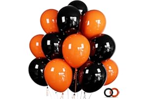 ASIYUHY 100 Pcs Black and Orange Balloons 12 Inch Halloween Latex Balloons Thicken Helium Party Balloons for Halloween,Wedding, Birthday Party Balloon Arch Garland Decoration