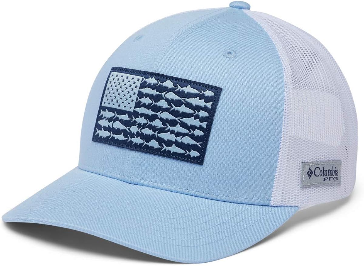 Columbia Unisex PFG Mesh Snap Back Fish Flag Ball Cap, Shark/Fish Flag, One Size: Clothing