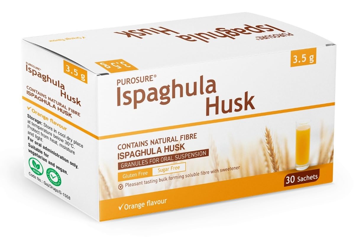 PUROSURE Ispaghula Husk Orange Drink Sachets | Contains Natural Fibre | Pack of 30