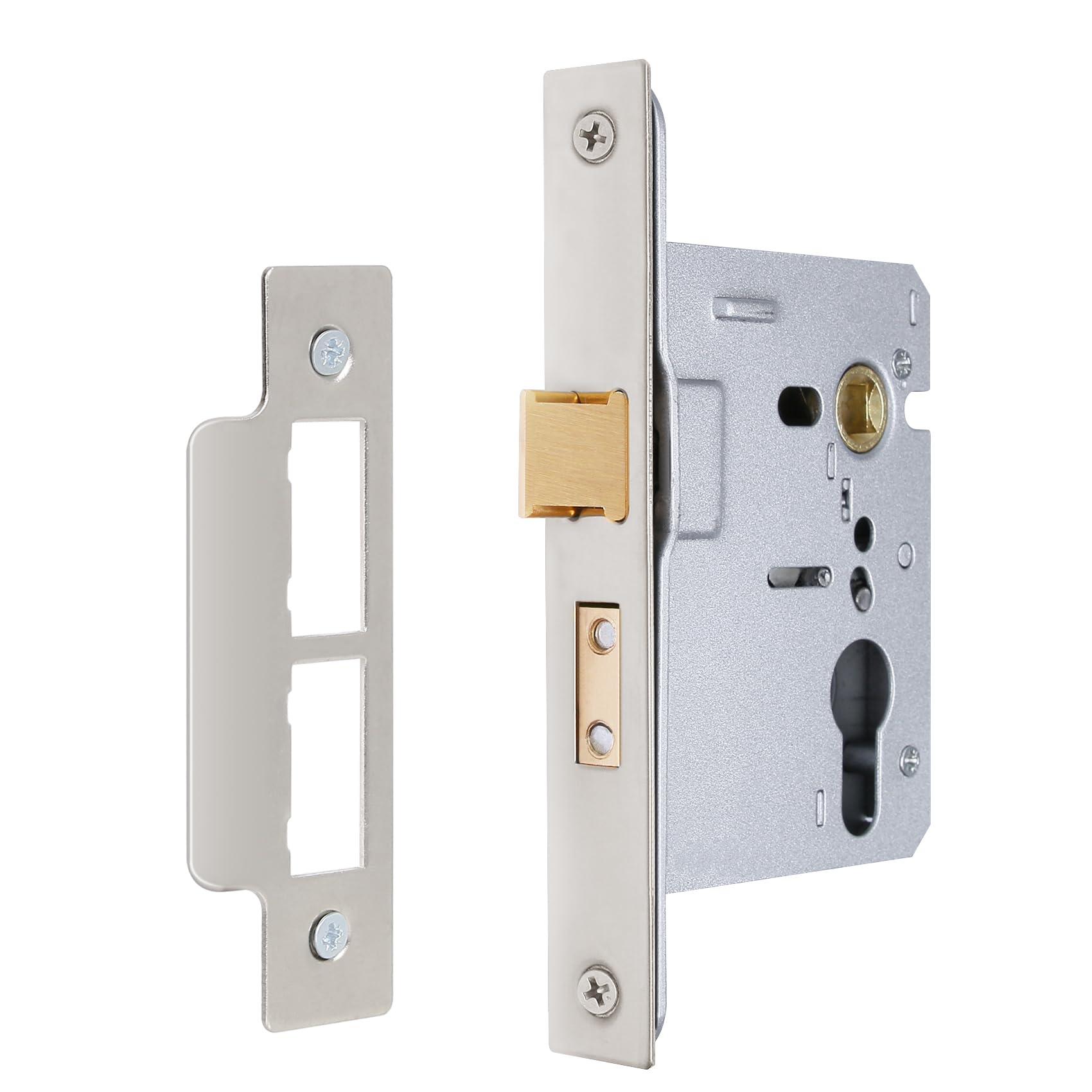 DIDA Polished Chrome Euro Barrel Sashlock 75mm, Euro Sash Lock for UPVC Doors, Door Latch and Cylinder Lock