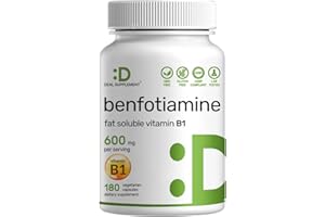 DEAL SUPPLEMENT Benfotiamine 600mg Per Serving, 180 Veggie Capsules (300mg Per Cap) – Fat Soluble Vitamin B1 Thiamine Supplement – 3rd Party Tested, Vegan, Non-GMO, Gluten Free