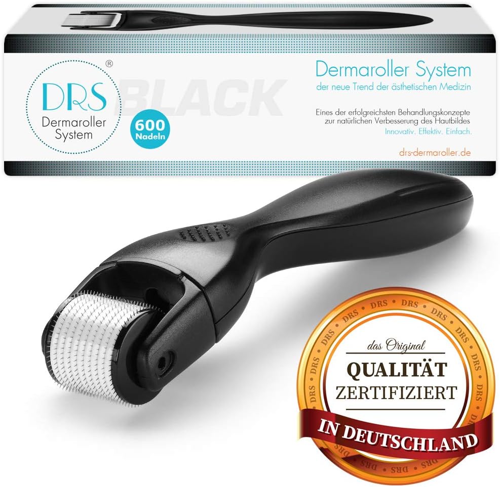 DRS BLACK Dermaroller with 600 needles, replaceable attachment, needle length:0.20mm