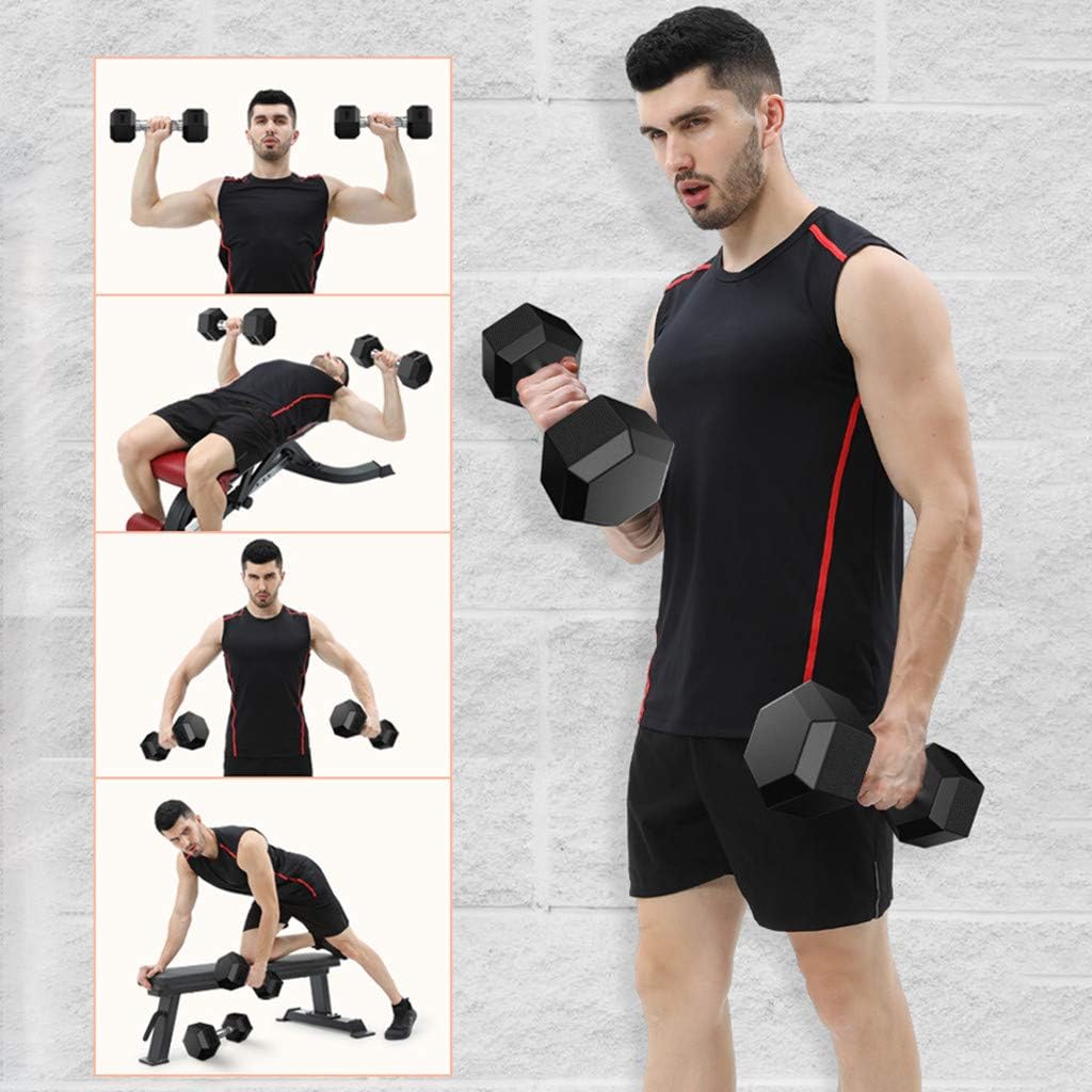 Luonita Rubber Encased Hex Dumbbell Barbell with Metal Handles Heavy Dumbbells Weight from 5 to 50 lbs Shipping from CA.，NJ.