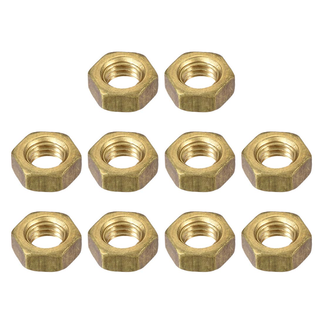 Sourcingmap M6 Brass Finished Metric Hex Nut Fastener Brass Tone 10pcs