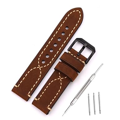 Uhrenarmband Vintage Echtleder Uhrenarmbänder Ersatz Armband für Outdoor Sport Uhren, Military Style Uhren, Retro Style Uhren