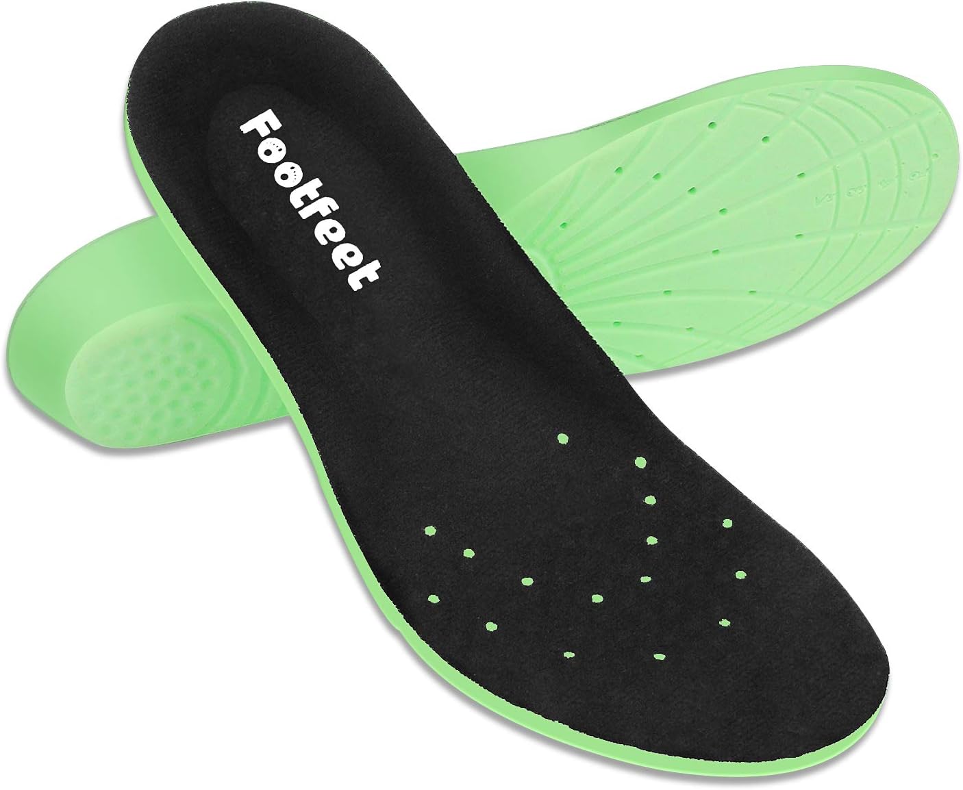 Shoe Insoles for Men or Women - Footfeet Comfortable Memory Foam Insoles, Feet Insoles Arch Supports Orthotics Inserts Relieve Flat Feet, High Arch, Foot Pain(L)