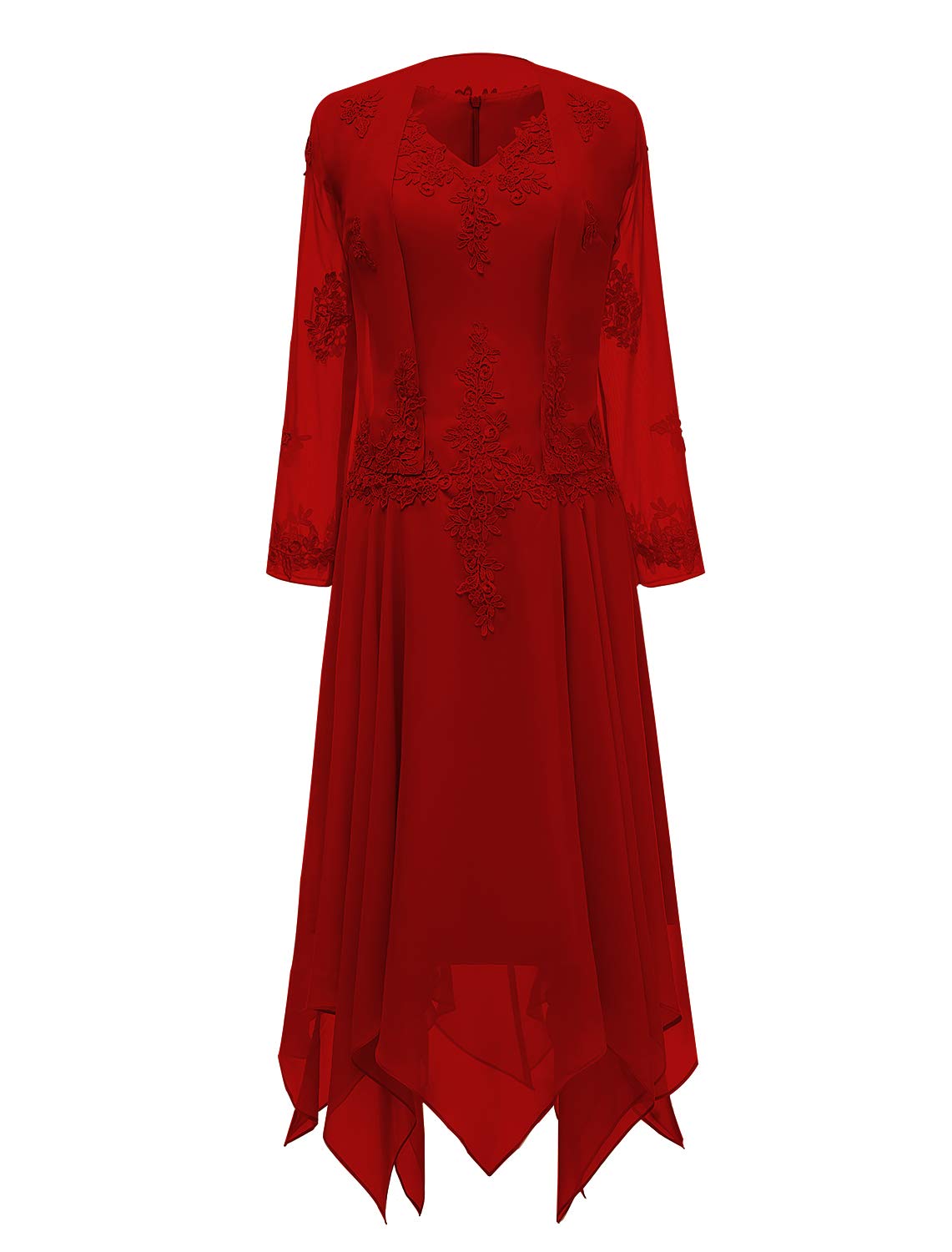 tutu.vivi Women's Chiffon Tea Length 2Pieces Mother of The Bride Dress