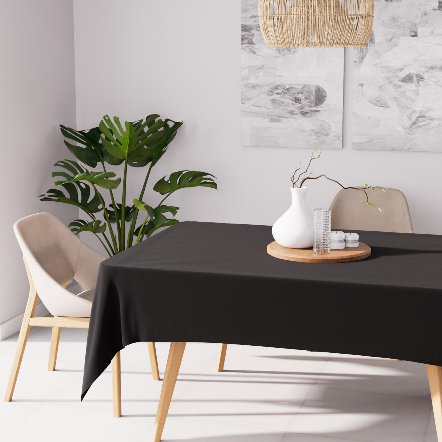 Soleil D'ocre ALIX Tablecloth Rectangular Stain-Resistant 140 x 300 cm Black