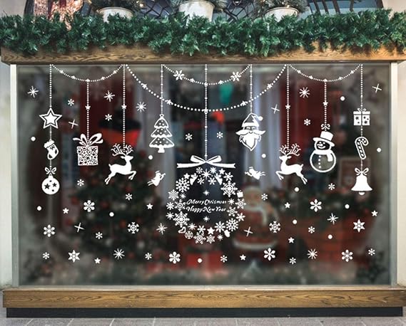 Decorazioni Natalizie Alle Finestre.Crazy Bean Adesivi Per Finestre Fiocco Di Neve Di Natale Si Aggrappa Alle Decorazioni Palle Di Neve Bianche Si Aggrappa Odontotal Com Uy