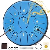 Steel Tongue Drum, 6 Inch 11 Notes Steel Drum with Mallets | Rain Drum for Outside, Tongue Drum Percussion Instrument for Meditation, Yoga, Music Education, Relaxation &amp; Stress Relief