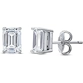 BERRICLE Sterling Silver Gold Flashed CZ Solitaire Small Stud Earrings for Women Men, Simulated Diamond Cubic Zirconia Earrings, Heart/Round/Princess Cuts, Blue/Green/Pink/Purple