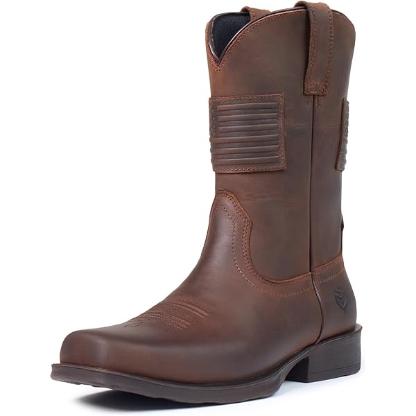 thumbnail image 2 of SUREWAY Men's Square Toe Cowboy Boots - American Flag Western Boots Oil Resistant 10 Inch Pull-On 2 of 5