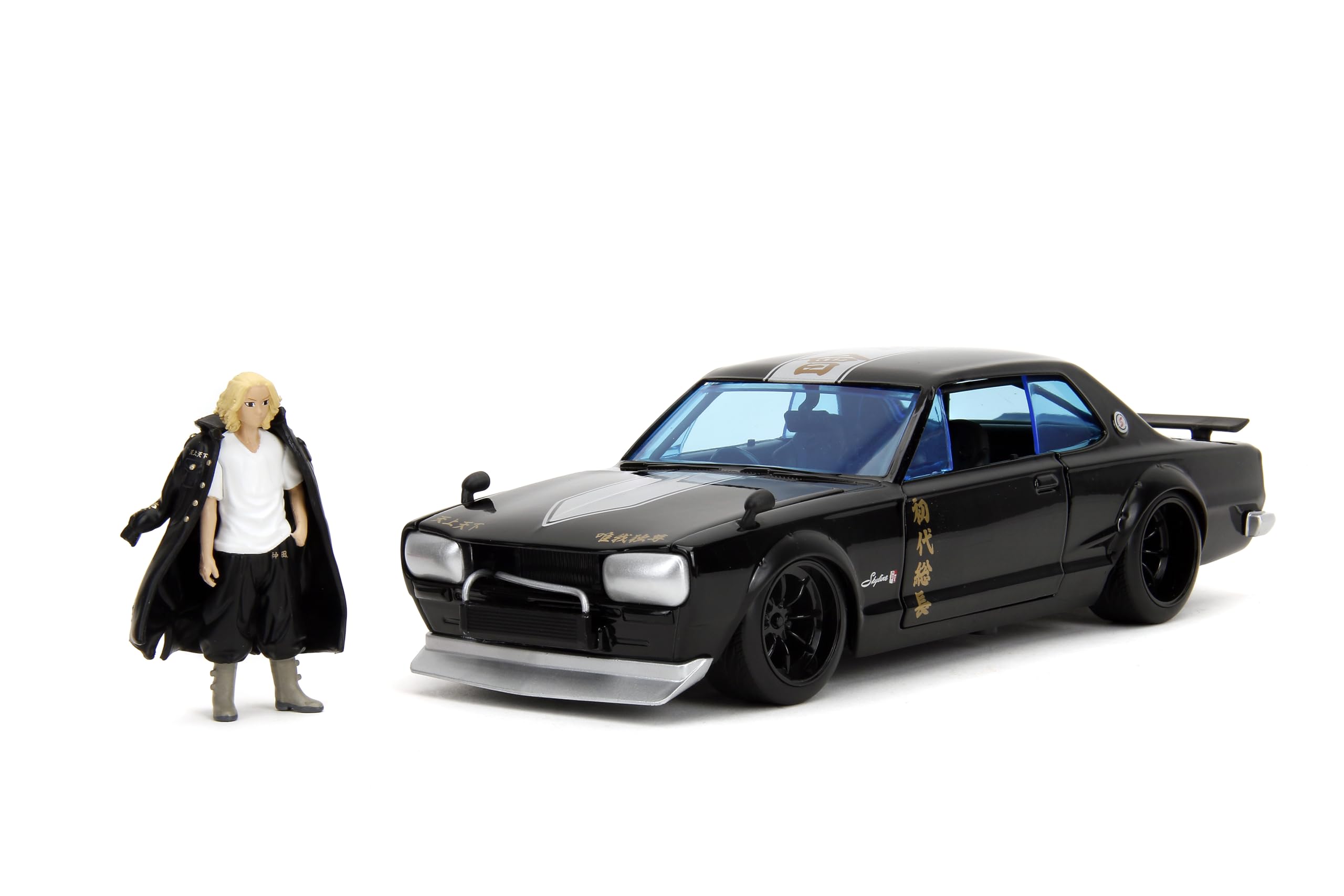 Jada Tokyo Revengers 1:24 1971 Nissan Skyline GT-R Die-Cast Car & 2.75" Mikey Figure, Toys for Kids and Adults