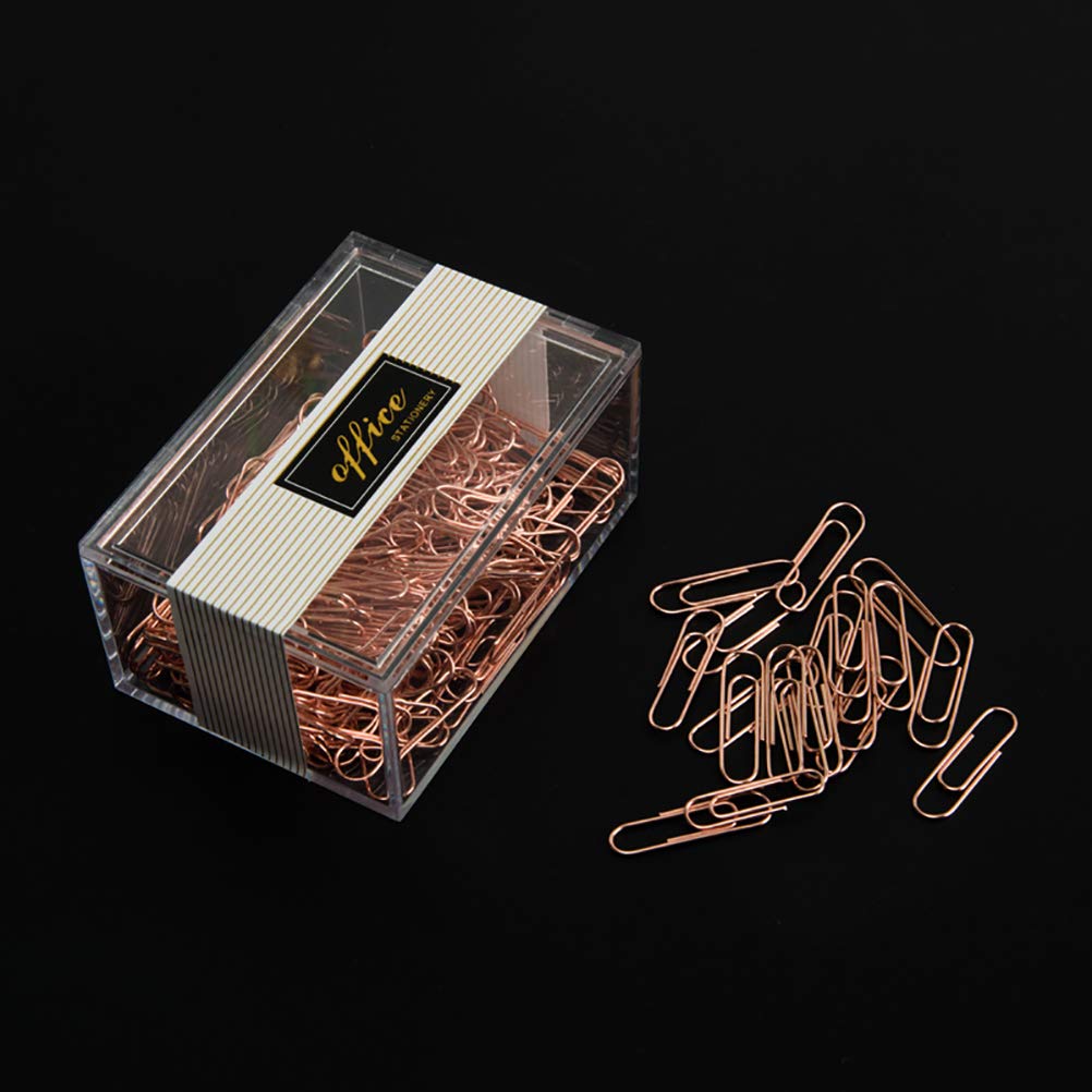 Rose Gold Paper Clips, Topgogo 200pcs 28mm Large Paper Clips Non-Skid Smooth Finish Steel Wire Medium Office Supply Accessories