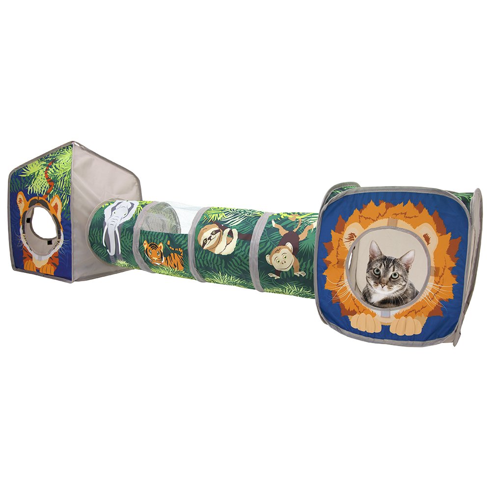 Kitty City Collapsible Jungle Cat Cube Set: Cat Bed, Tunnel & Toy