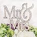 Mr & Mrs Gold-plated Monogram Silhouette Rhinestone Wedding Cake Topper Decoration with Crystals - Formal Font