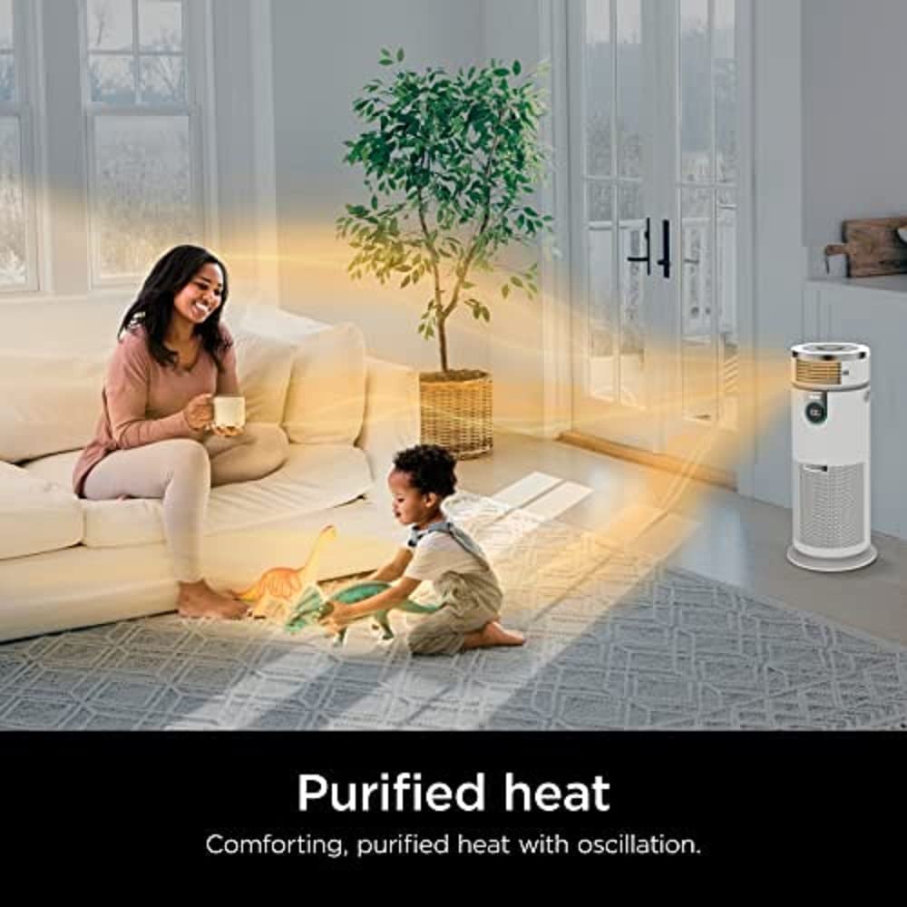 Shark HC502 3-in-1 Clean Sense Air Purifier MAX, Heater & Fan, HEPA Filter, 1000 Sq Ft, Oscillating, Large Rooms, Kitchens, Captures 99.98% of Particles for Clean Air, Dust, Smoke & Allergens, White