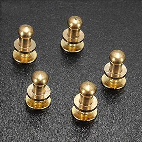 SummerHome Solid Brass Round Head Stud Screw Nail Rivet Button Screw Back Spots for Leather DIY,5mm,Pack of 25