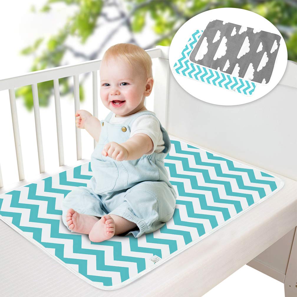 2 Pcs Baby Diaper Changing Pad, ALBOYI Newborns Waterproof Diaper Pad Reusable Nappy Multi Function Washable Mat for Home and Outdoor(Grey/Green)