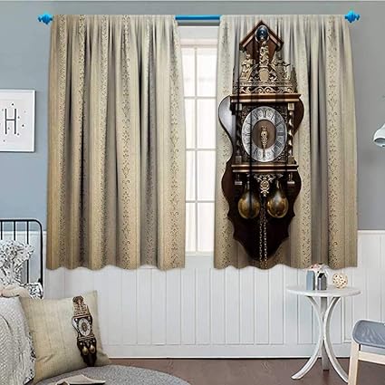 Amazon Com Clock Blackout Window Curtain An Antique Style Wood