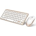 Compact Wireless Keyboard Mouse, 2.4GHz Ultra Thin Small Wireless Keyboard Mouse Combo for Desktop, Laptop (Gold)