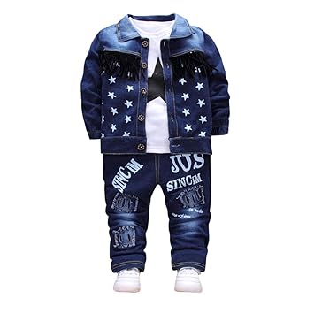 Amazon 3点セット コート Tシャツ パンツ おしゃれ 星 フリンジ