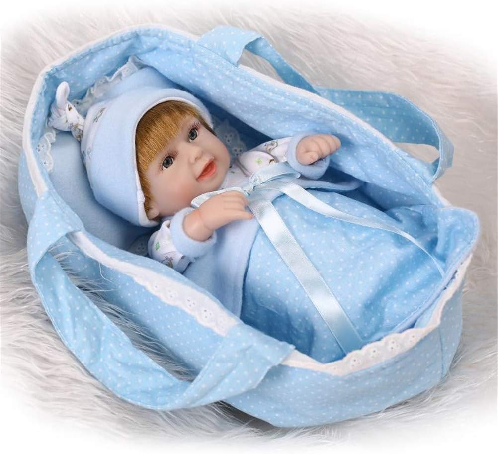 Prezzo Jingya Lifelike Reborn Bambole 28CM può Prendere Una Bambola Doccia con bei Vestiti e Culla,Blu Offerte